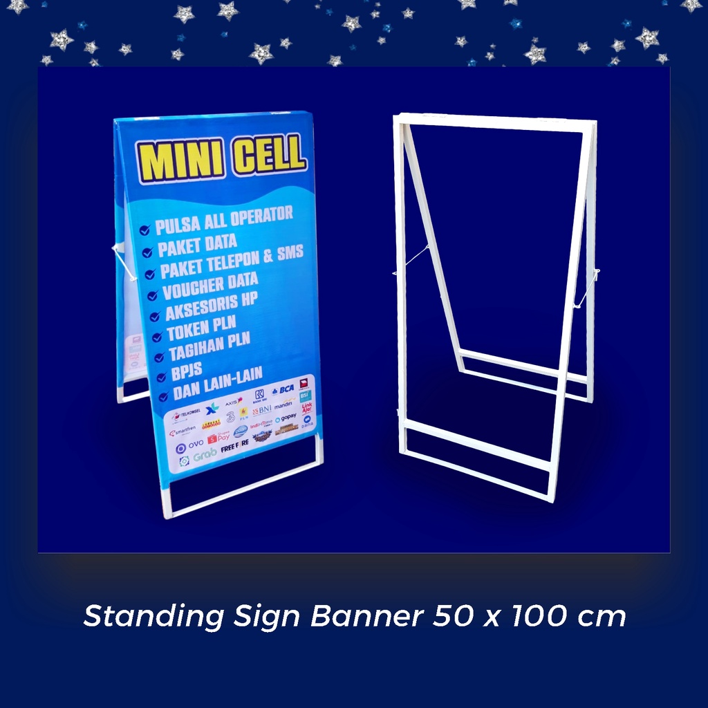 

Standing Sign Banner 50 x 100 cm (2 Side) Besi Hollow