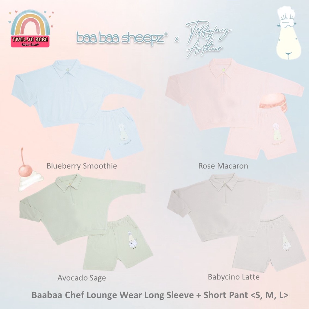 Baabaasheepz X Tiffany&Arthur Lounge Wear Lengan Panjang Celana Pendek / Piyama Setelan Baju Tidur S