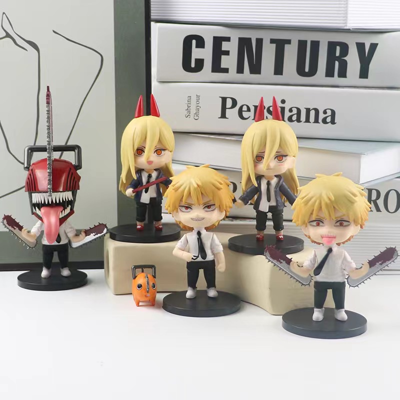 6pcs / set Mainan Action Figure Anime Power Denji Saw Man Versi Q Bahan Pvc Untuk Anak