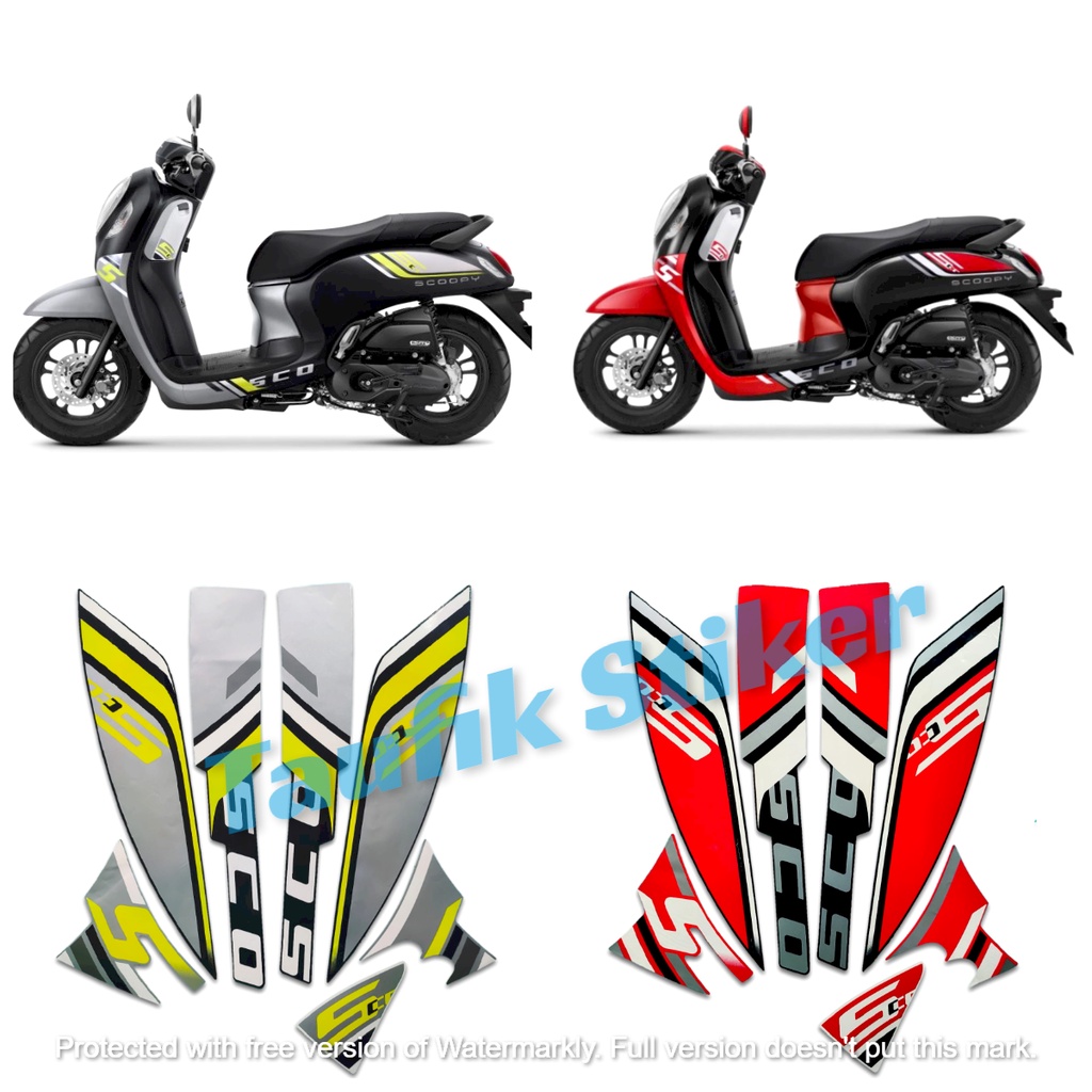 STRIPING LIS BODY MOTOR HONDA SCOOPY SPORTY 2022  SEPASANG STANDAR FULL SET