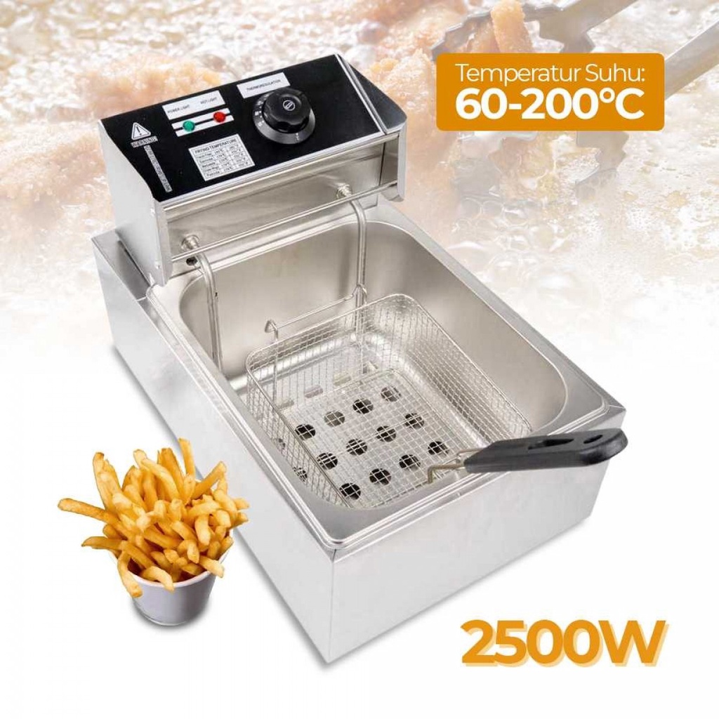 Deep Fryer Full Set Mesin Penggorengan Electric 6Liter 2500W Stainless