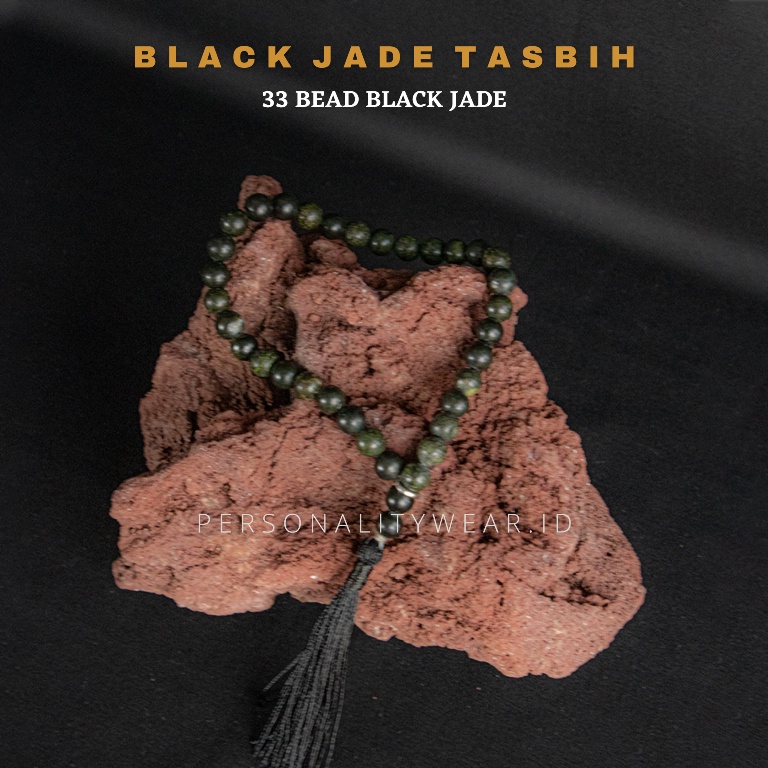 Tasbih Batu Alam Akik Giok Hitam Black Jade Aceh ASLI Original 33 Butir