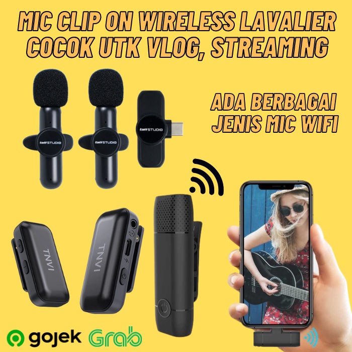 Mini Microphone Clip On Mikrofon Portable Wireless Lavalier Lapel Dual Mic Handphone USB Type C Live