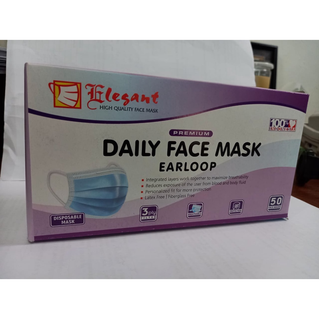 Masker Disposable Mask ELEGANT 3ply 50 Pcs Hitam
