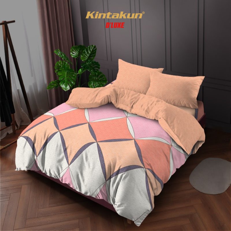 Kintakun Bedcover Set Flat 160 / 180 Bena Aesthetic Dluxe Microtex 20cm Peach