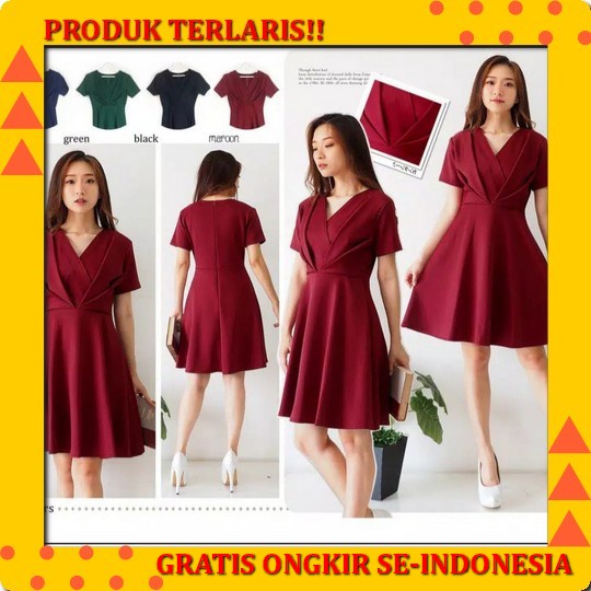 Set Baju Dress Pesta Natal Dress Tahun Baru Wanita Remaja Dewasa Bhn Brukat Corneli Ukuran L Kekinia