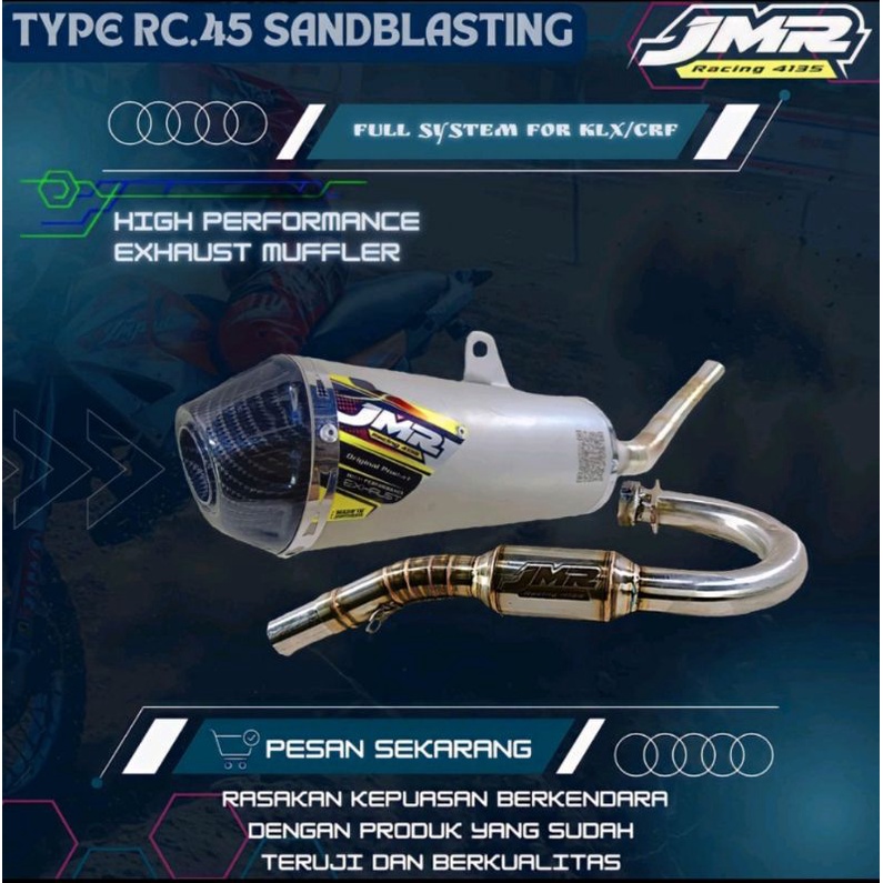 Varian knalpot type Rc.45 sandblasting  carbon for klx/crf jmr racing 4135 ,Knalpot klx, Knalpot CRF