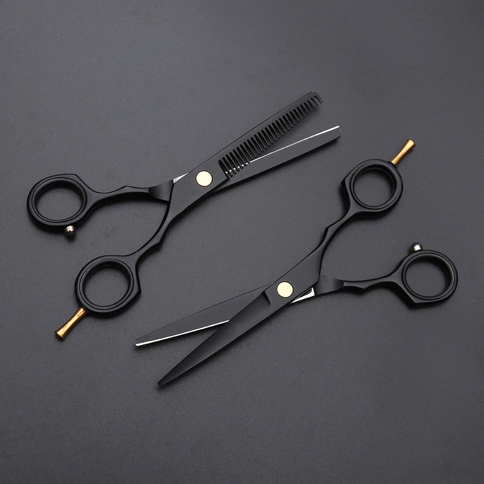 SDi Premium Gunting Rambut Professional Barber Hairdressing Scissors 5.5 Inch 2 Pcs With Razor Mrtiger Comb 440c Black By Pro