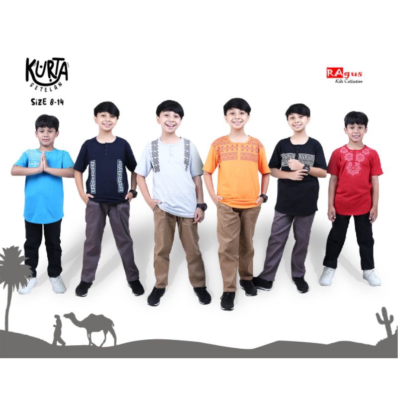 setelan kurta ragus/setelan Koko anak/set koko anak/baju muslim anak laki-laki/baju muslim cowok/kok
