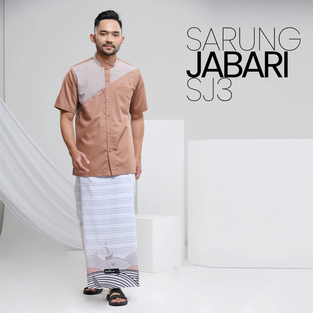 Sarung Rabbani Palestine Jabari SJ3 100 Putih Motif Palestina Style Terbaru