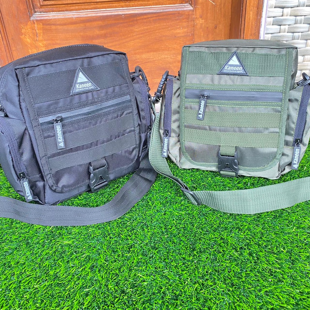 Tas Selempang Rangsel Pria KANEEN Hitam Army Kekinian Murah COD