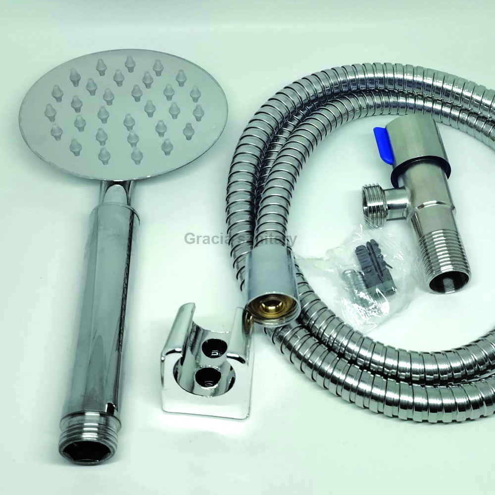 Paket Hand Shower - Stop kran - Selang Shower Stainless SUS 304 /  Shower Kamar Mandi Stainless