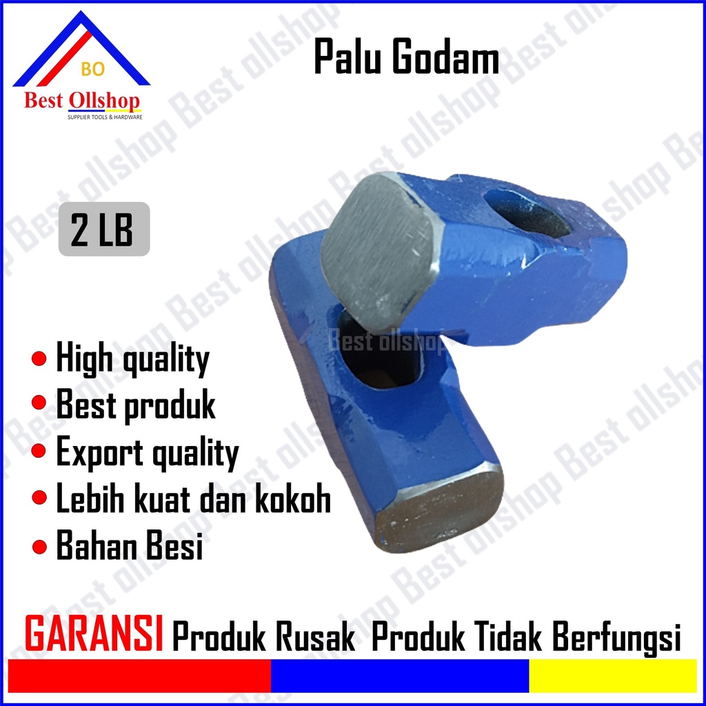 Palu Besi Kepala Bogem Godam Bodem Batu Tanpa Gagang Kayu Fiber 2 Lb Murah Kecil