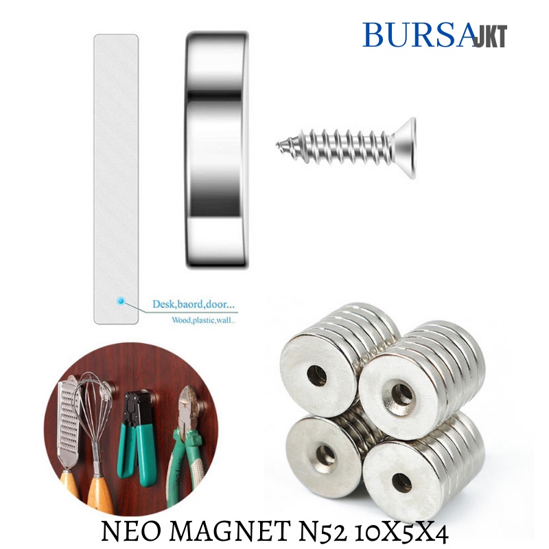 MAGNET NEODYMIUM N52 SUPER KUAT COIN CINCIN LUBANG 10X5 RING 4MM