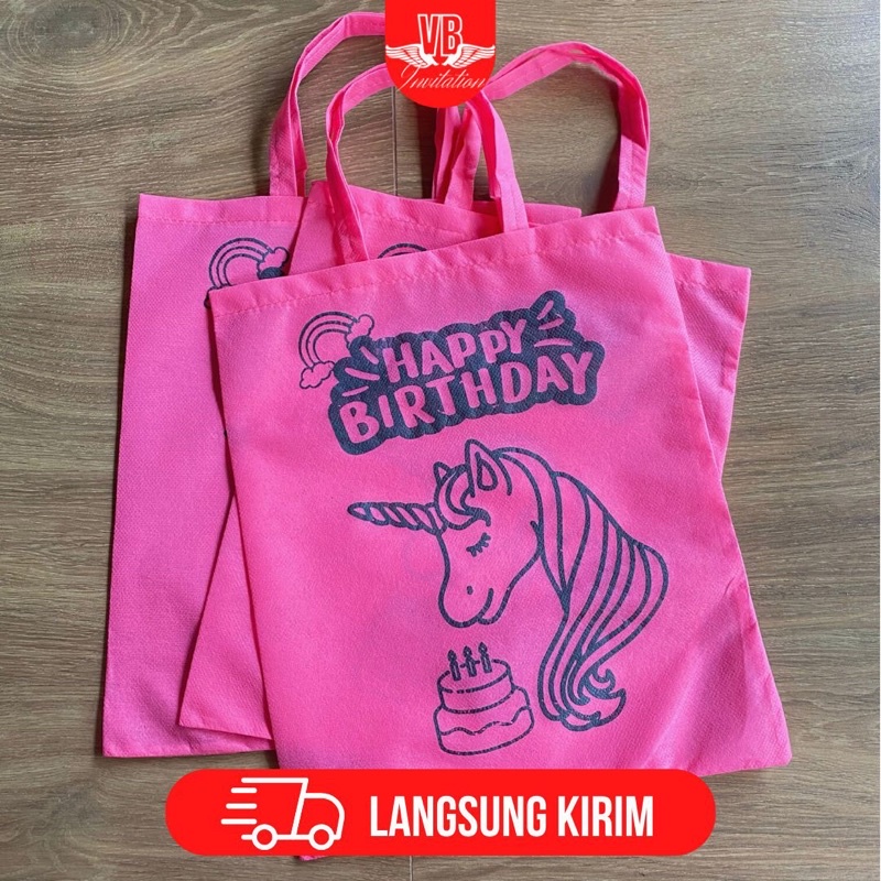 TAS SOUVENIR ULTAH UNICORN PINK CAO MURAH TERPOPULER  TERLARIS UNIK READY SIAP KIRIM F25x30