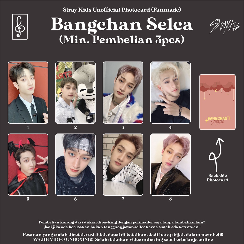 [SELCA SKZ BANGCHAN] PHOTOCARD STRAYKIDS SELCA BOYFRIEND MATERIAL DECO FANMADE