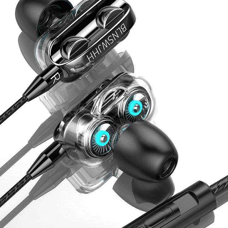 Langsung Order ❤❤Headset 4D Bass Double Speaker Stereo 3.5MM Wired Head Phone Murah Dual Drive with 