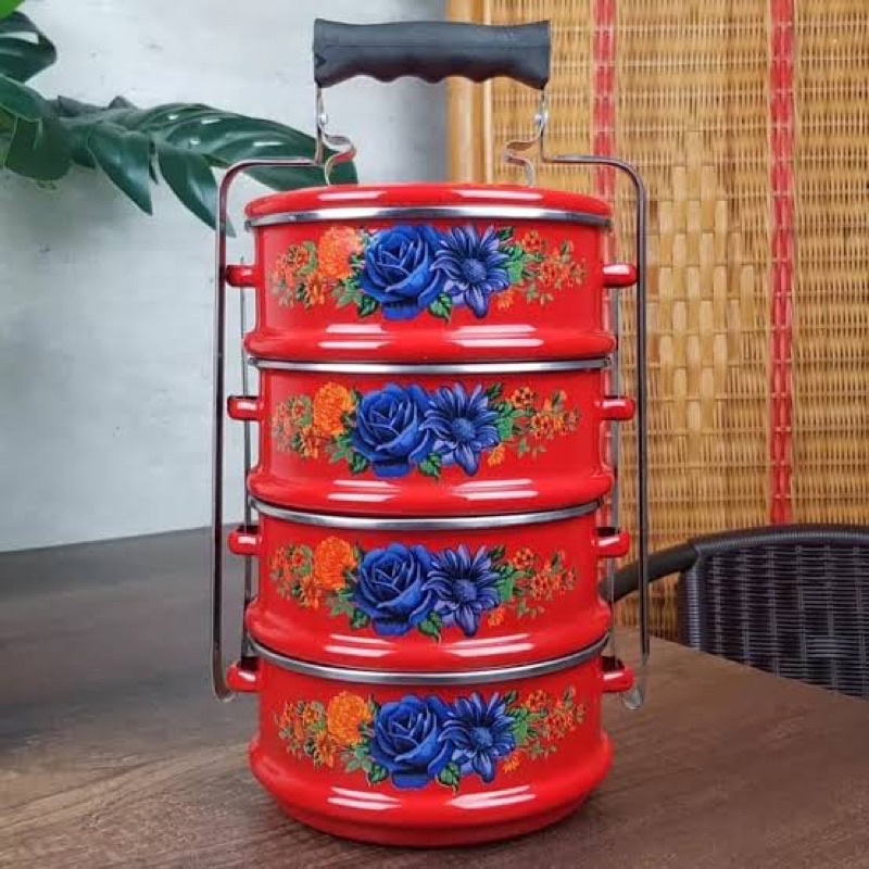 Maspion Rantang Panda 16cm 4 tingkat Merah Enamel