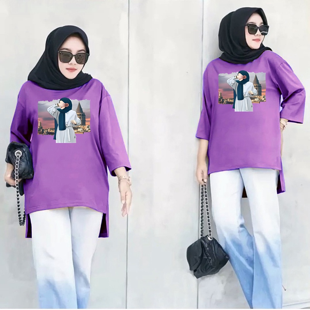 GS - Long Tunik ANIME basic women hijab's 003 | Tunik wanita crepe premium