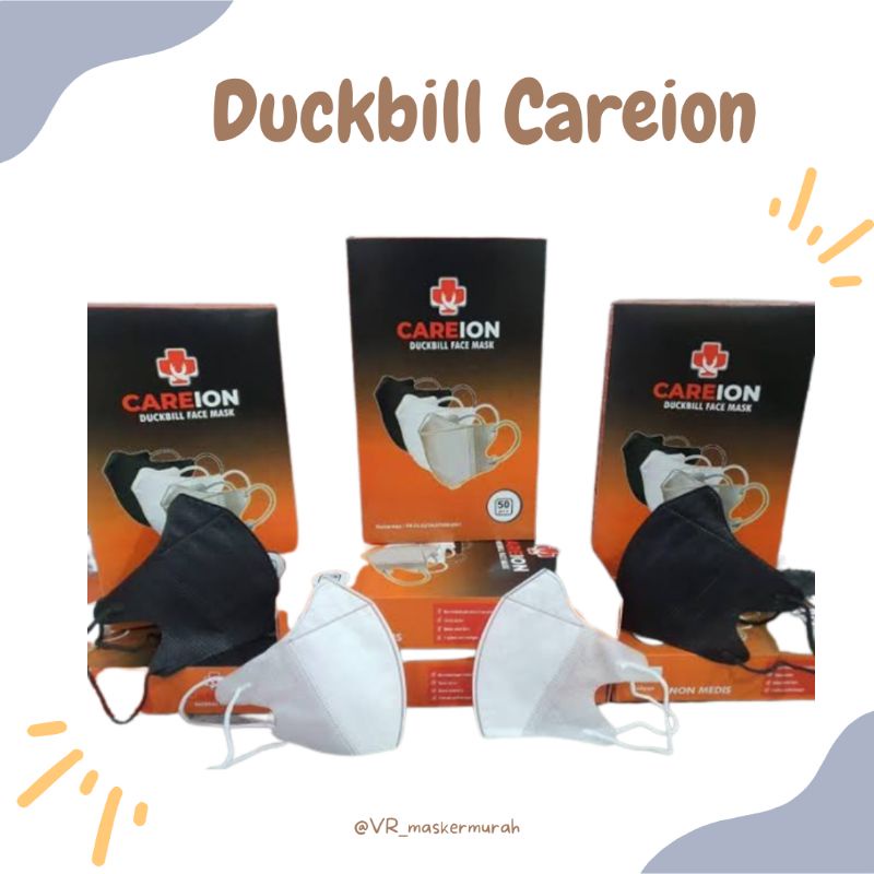 MASKER DUCKBILL EARLOOP CAREION 50 PCS  MASKER MURAH FACE MASK  HITAM PUTIH