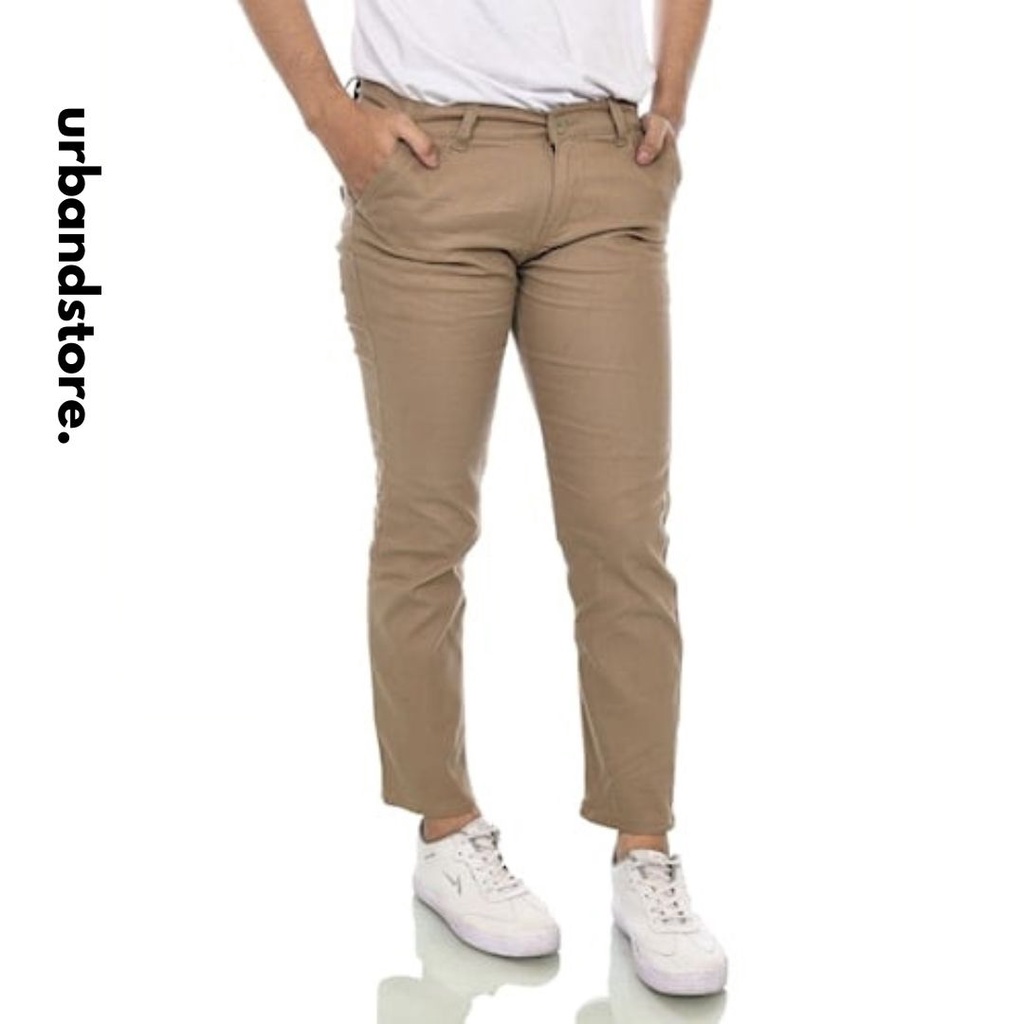Celana Panjang Chino Pria Chinos Slimfit Calana Kantor Reguler Cowok Original Premium Coklat Muda Te