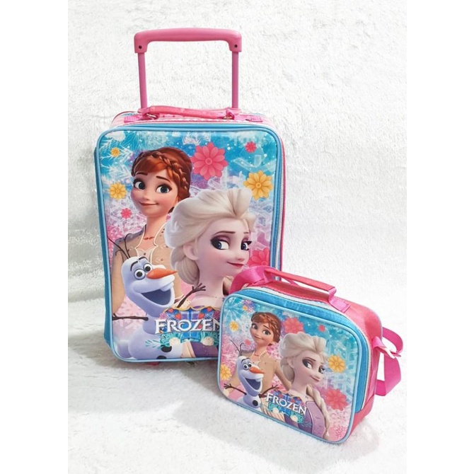 SET KOPER ANAK PEREMPUAN FROZEN FLOWER ( KOPER + TAS BEKAL )