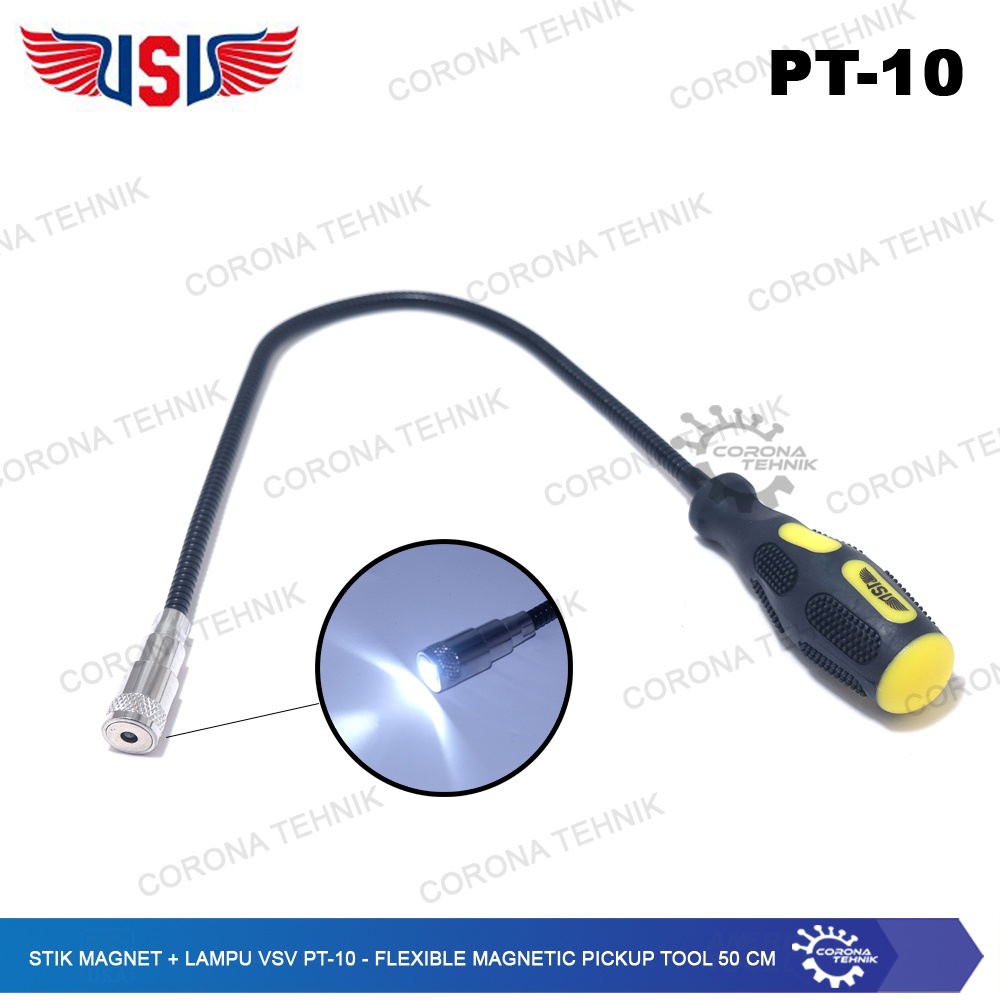 Flexible Magnetic Pickup Tool 57 cm - Stik Magnet + Lampu VSV PT-10