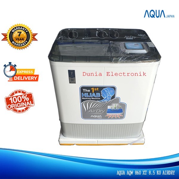 AQUA Mesin Cuci 2 Tabung 8.5 KG QW 860 XT Hijab Airdry Water Selector