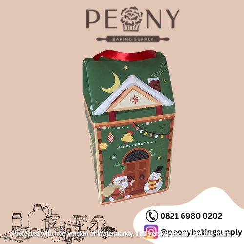 KOTAK PACKAGING KUE NATAL CHRISTMAS HOUSE 11X11X14CM