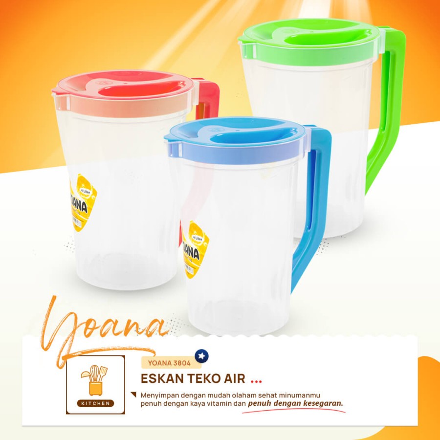 TEKO AIR MINUM 4 LITER TRANSPARANT BAHAN TEBAL YOANA HOMMY