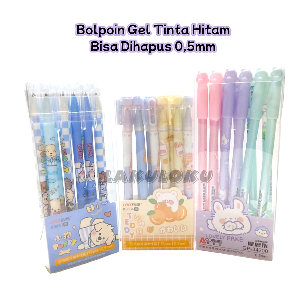 

(1 PCS) Bolpoin Gel Tinta Hitam 0,5mm Bisa Dihapus / Erasable Pen Fancy Odemei