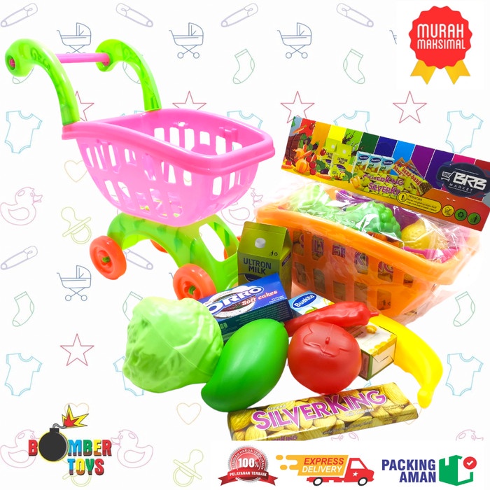 MAINAN ANAK Trolley Supermarket Set Mainan Troli Belanja Keranjang BIG