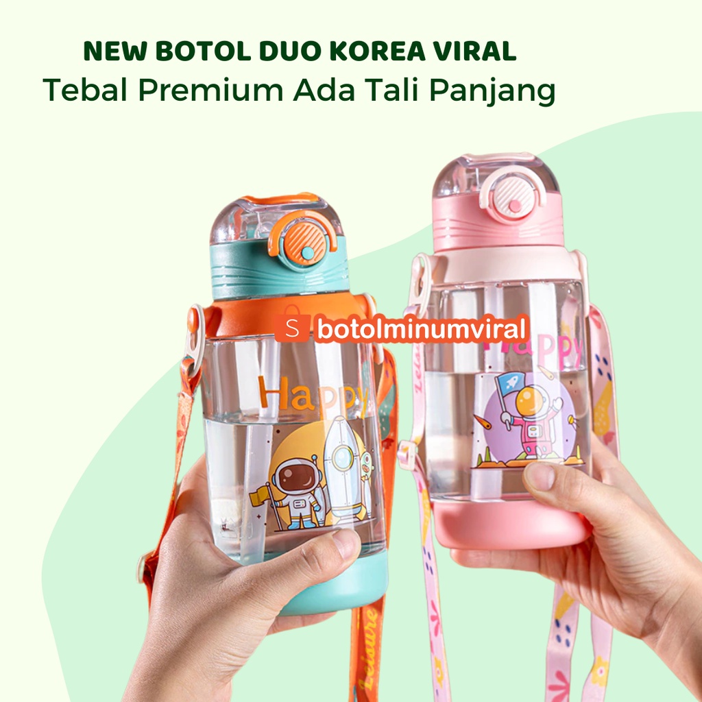 Botol Minum Viral Anak Sedotan Tali BPA Free Karakter Astronot 700ml