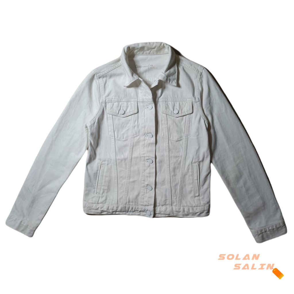 GAP Jaket Denim Putih - Trucker Jacket Jeans Preloved