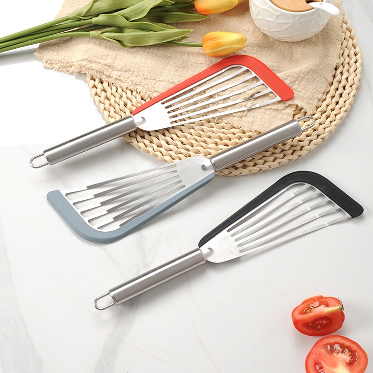 Spatula Masak Telur Goreng / BBQ / Pancake / Steak / Ikan Bahan Stainless Steel Anti slip / Lengket