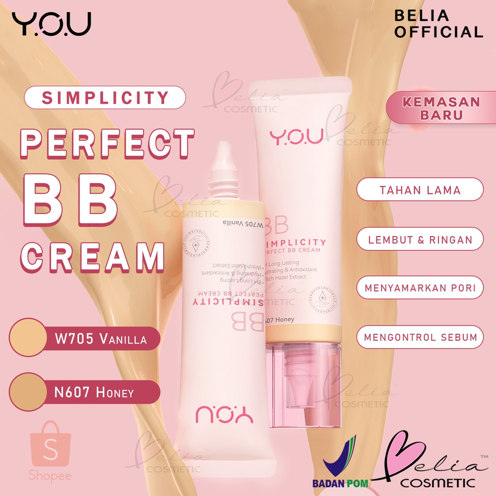 ❤ BELIA ❤ YOU The Simplicity Perfect Glow BB Cream Y.O.U Makeups 25g NEW PACKAGING (KEMASAN BARU)  (✔️BPOM)