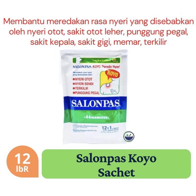 SALONPAS Koyo Pereda Nyeri 1PACK ISI 12PCS Koyo Salonpas Sachet Salonpas Koyo Badan