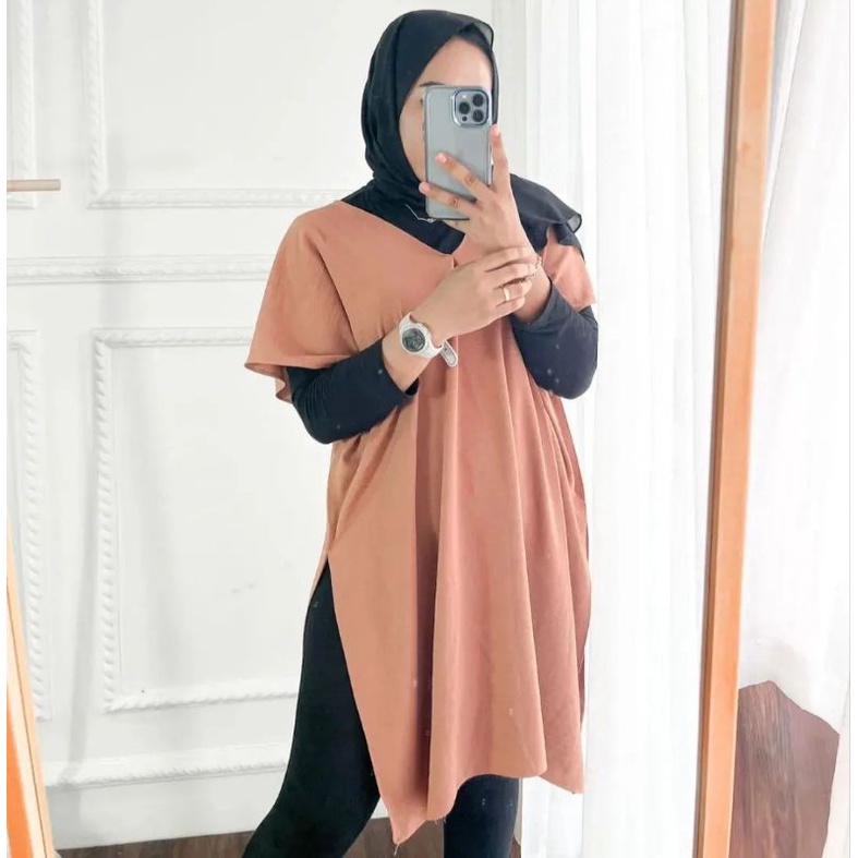 Long Square Nagita Crinkle Airflow | Atasan Wanita Bahan Airflow Premium | Blouse Wanita Bahan Crinkle Airflow