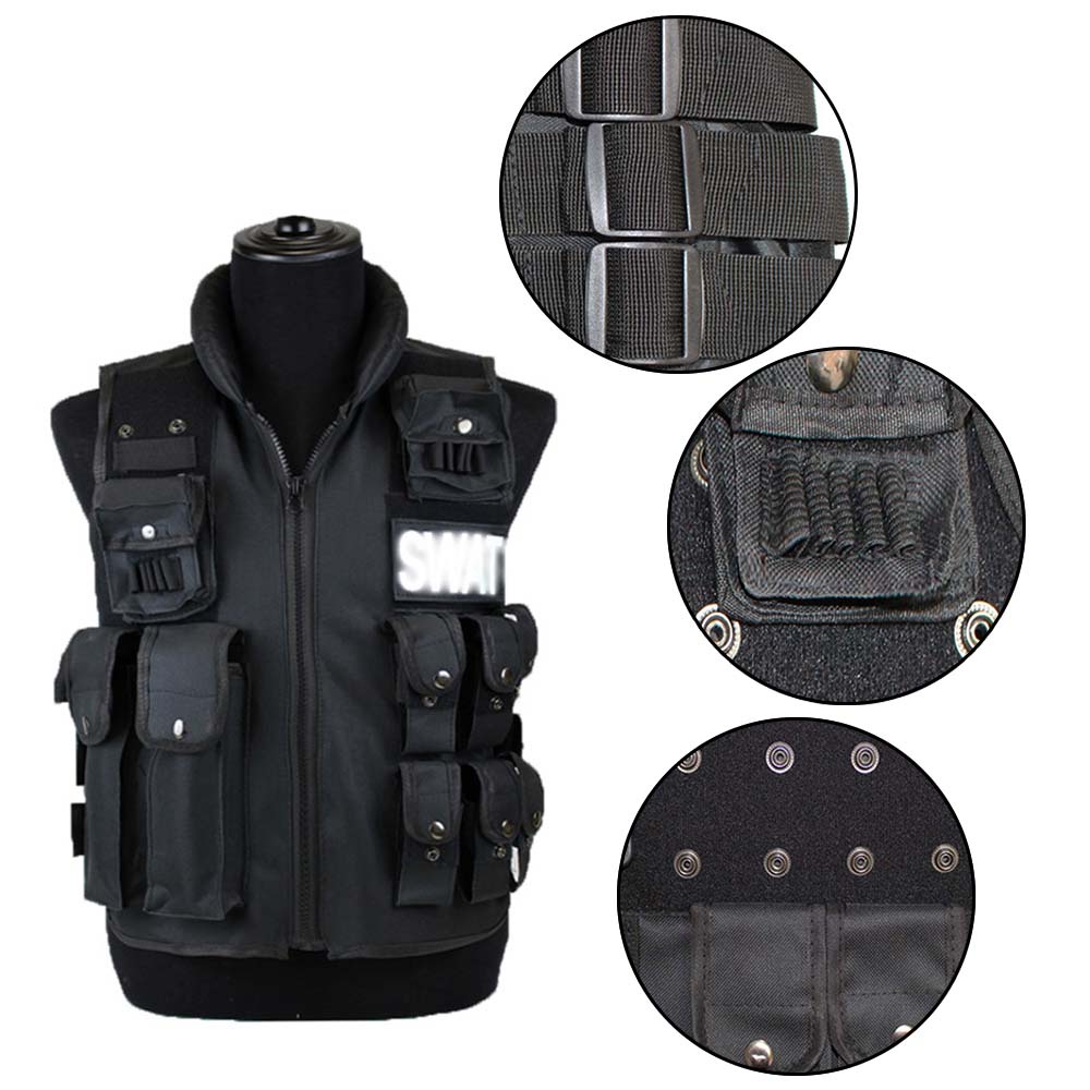 Rompi Militer SWAT untuk Hunting memancing hiking atau naik Motor Banyak saku Auto Macho rompi berburu gaya militer tentara polisi SWAT 11 Pockets Tactical Vest Men Hunting Vest Outdoor Waistcaot Military Training CS Waistcoat swat Protective Modular