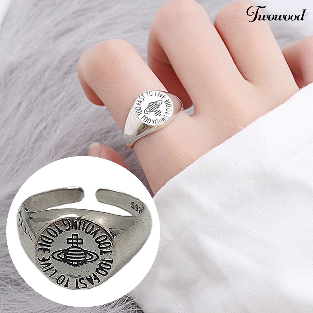 Cincin Model Terbuka Adjustable Bentuk Saturnus Bulat Untuk Wanita