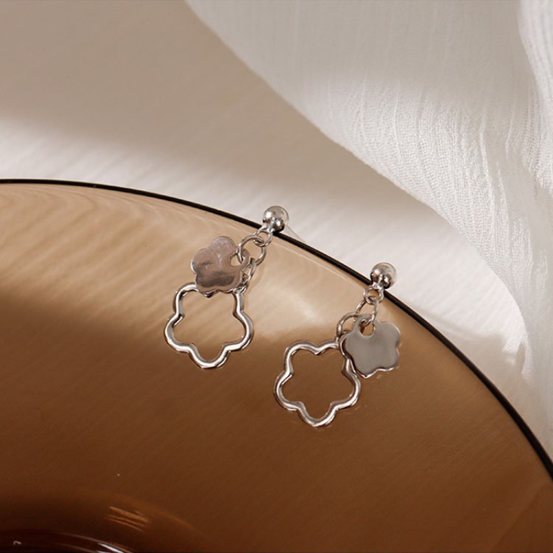 Papaozhu Korea s925 Perak Berongga Bunga Stud Anting-Anting Untuk Wanita Gadis Chic Bunga Menjuntai Anting-Anting Pakaian Sehari-Hari Telinga Perhiasan