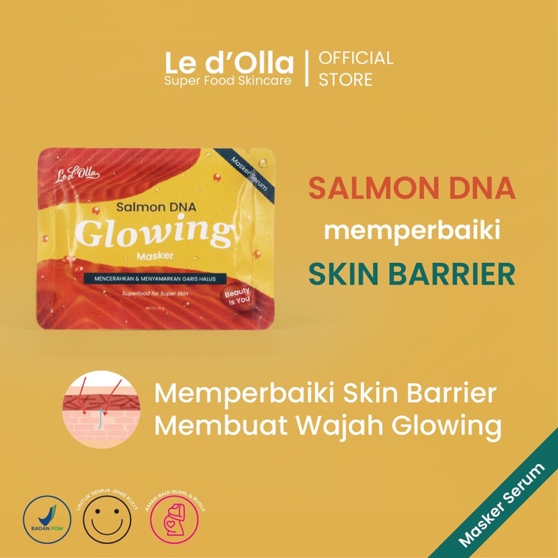 READY! LE D’OLLA SALMON DNA GLOWING SERUM MASK POWDER MASK BPOM 25GR MASKER LEDOLLA SALMON POWDER MASK MASKER BUBUK SALMON DNA