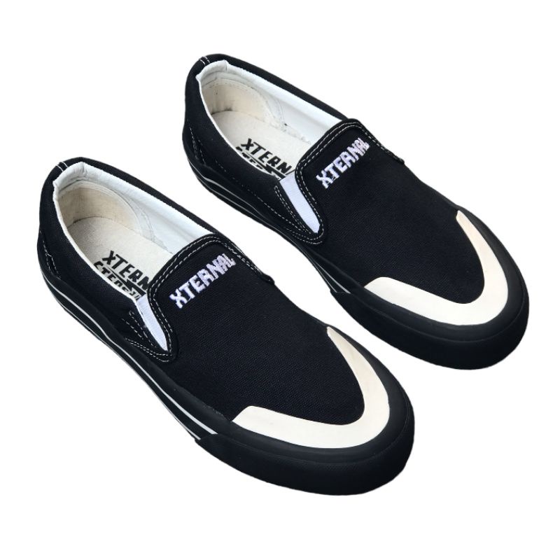 Sepatu XternalStepSure - Slip On Aphrodite Black Oreo Bordir