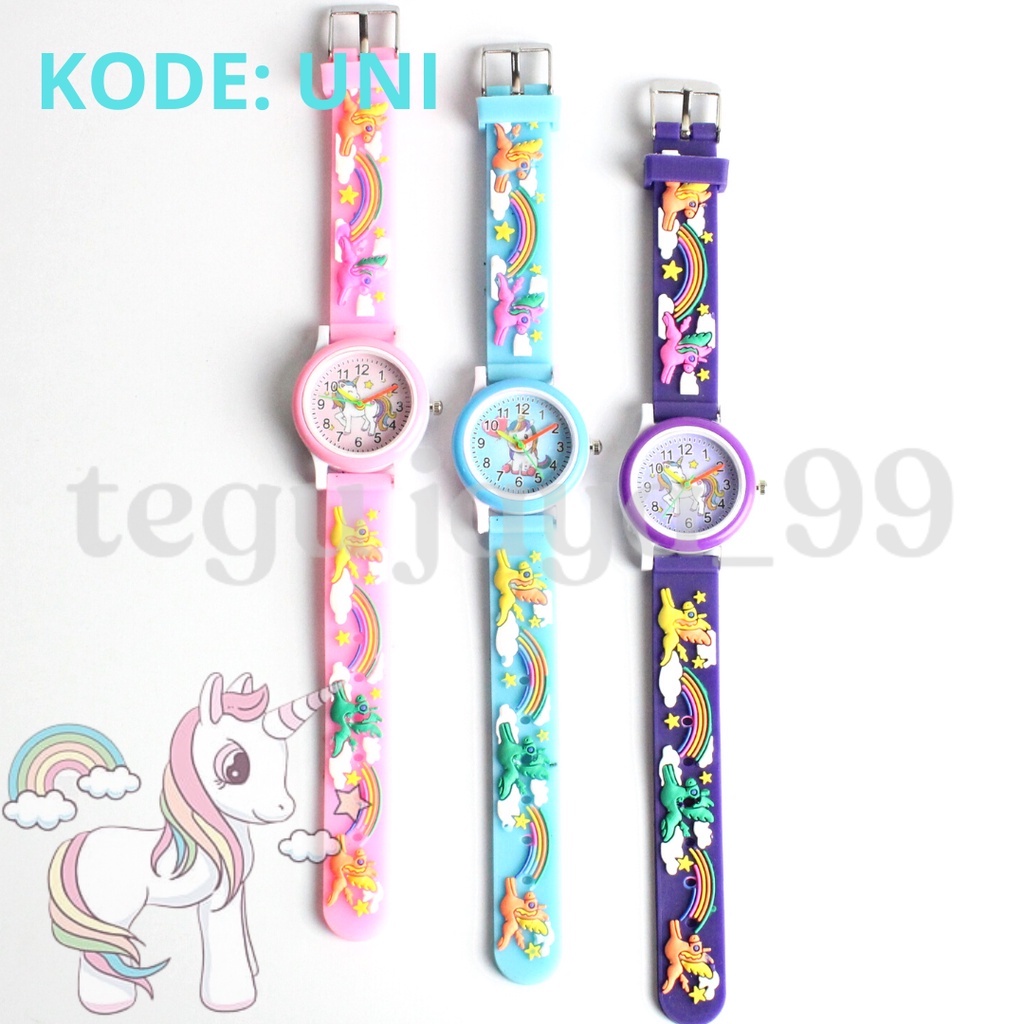 HL JAM TANGAN FASHION ANAK PEREMPUAN MINI TIMBUL KARAKTER KARTUN TE0101 GROSIR MURAH