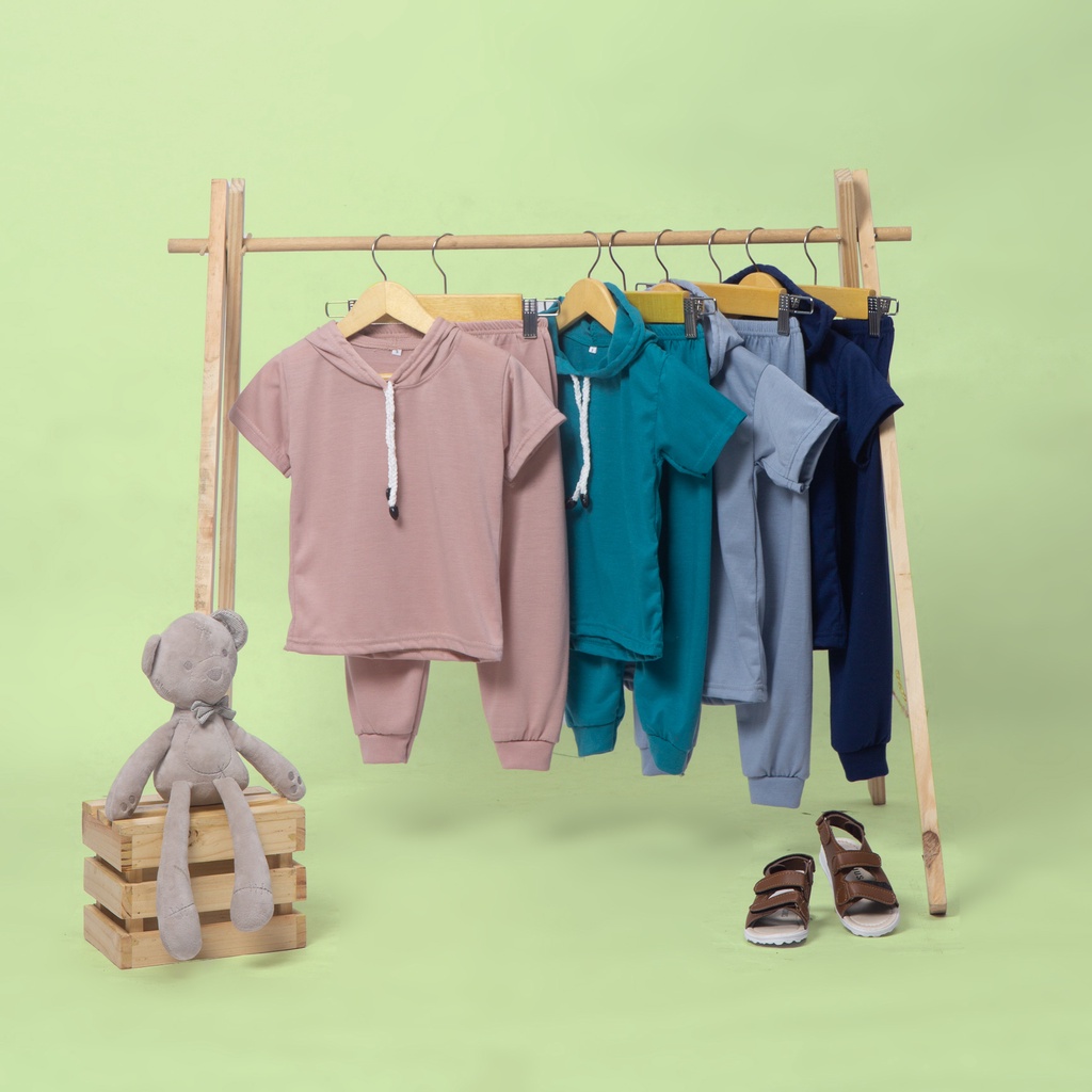Top Kid Setelan Topi Hoodie Celana Panjang Anak-Anak 09