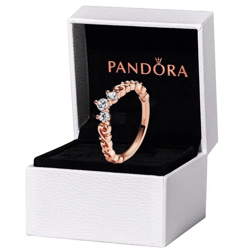 Pandora Cincin Sterling Silver 925 Desain Mahkota Hias Cubic Zirconia Untuk Wanita