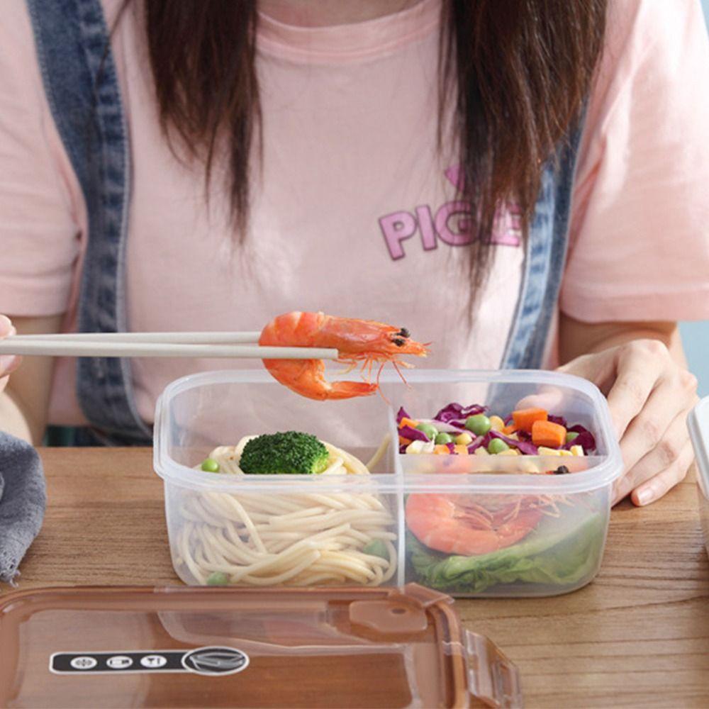 Preva Kotak Makan Portable Persegi Panjang Grid Untuk Siswa Pekerja Kantor Wadah Makanan
