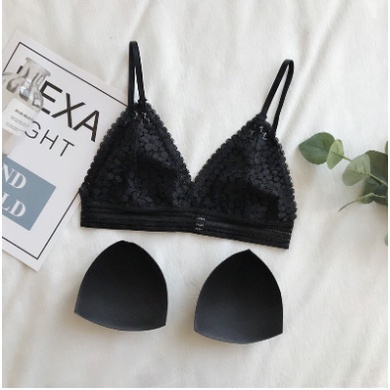 TGM - TK007 Bra Plunge Fashion Wanita Bh Sexy Model Silang Tanpa Kawat Kode Motif Bunga High Quality Import