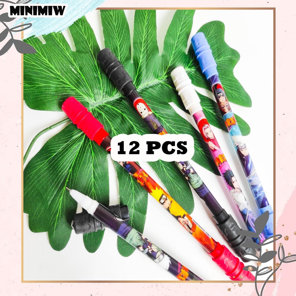 SELUSIN PULPEN MAINAN PUTAR MAGNET NARUTO SHIPPUDEN ISI 12 PCS BOLPEN KARTUN  ALAT TULIS BOLPOIN UNIK IMUT MURAH PEN GEL KARAKTER PENA UNIK LUCU MURAH