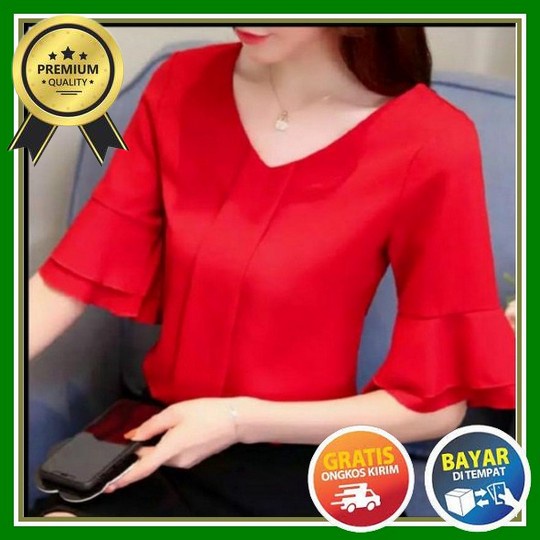 Blouse Korea Nyaman Trendy Import Premium Kekinian Terbaru Bagus Simple Murah Imj Aurelia Baju Atasa